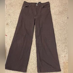 Brown H&M Twill Wide-leg Pants